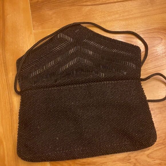 2/$15 Vintage Black Beaded Holiday Fair String Purse - Picture 8 of 9